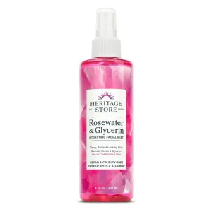 بخاخ ماء الورد بالجلسرين المرطب للبشرة 237 مل - HERITAGE STORE Rosewater with Glycerin Hydrating Facial Mist 237 ml
