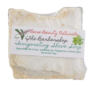 100% Natural The Barbershop Shaving Soap/Hydrating/Luxury/Gentle formula/Free Exfoliating soap bag/Peppermint Lemon Balm Bentonite Clay // Plant-Based // Various Soap Cut Sizes
