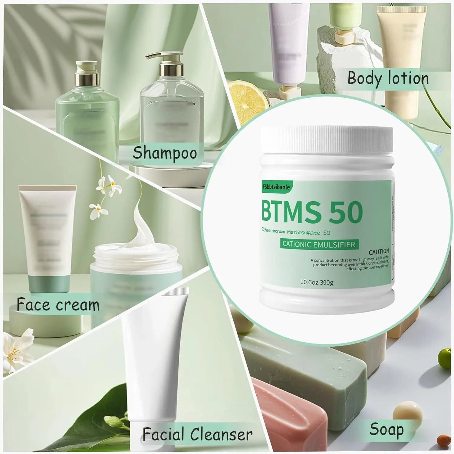 10.6 oz BTMS 50 Conditioning Emulsifier granules, 100% derived from plant-based，Ideal for Leave-in Conditioner, Lotions, Shampoos and More