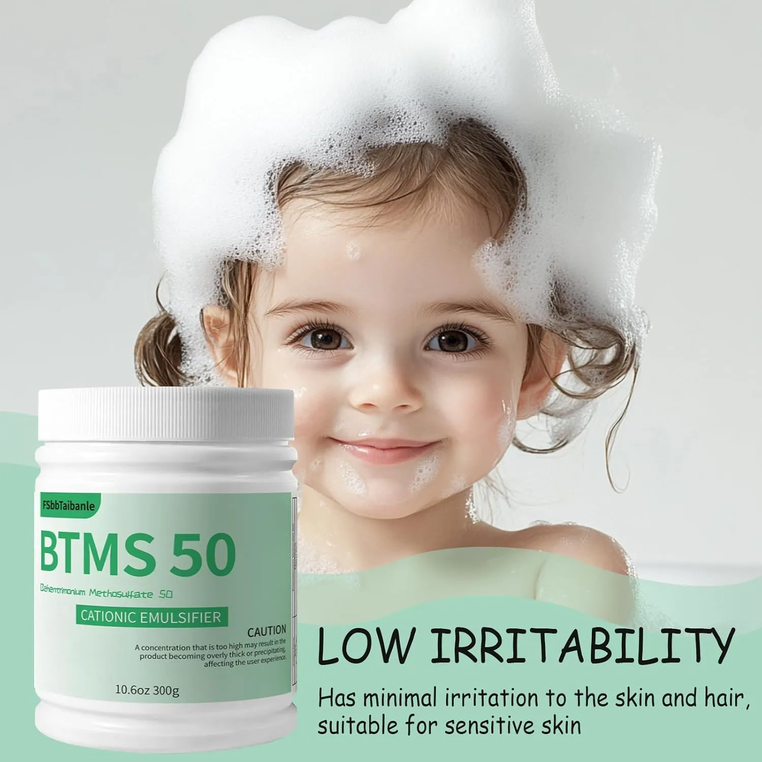 10.6 oz BTMS 50 Conditioning Emulsifier granules, 100% derived from plant-based，Ideal for Leave-in Conditioner, Lotions, Shampoos and More