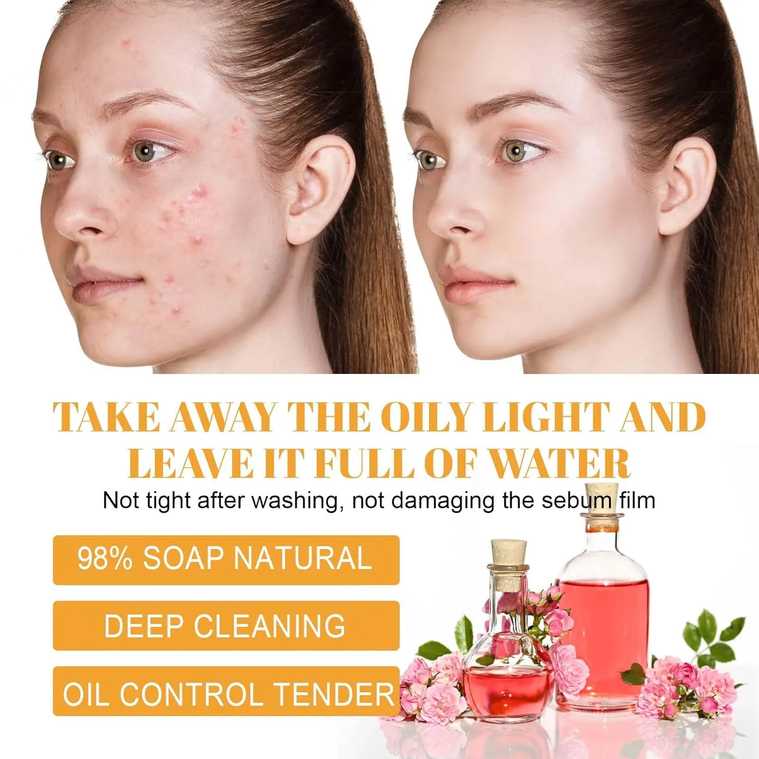 2 Pcs Turmeric Facial Cleanser, Glow Wash Turmeric Face Wash With Brush, Deep Cleansing Exfoliating for Women All Skin.