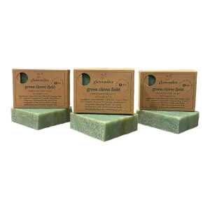 3 Pack Green Clover Field Handmade Organic Bar Soap for Face and Body - Moisturizing, All-Natural, Cruelty-Free - Botanical Ingredients - Shower, Bath, Hand Soaps, Gifts - 13.5 oz