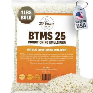 33RD PARALLEL | BTMS 25 (1 lbs / 16 Ounces) Conditioning Emulsifier | Behentrimonium Methosulfate Cetearyl Alcohol Emulsifying Conditioner | (1 POUND)