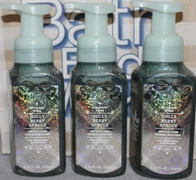 3 HOLLY BERRY SPRUCE Gentle Foaming Hand Soap Bath. & Body 8.75 fl oz