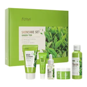 5 Pieces Green Tea Skin Care Set For Women & Girls, Refreshing & Hydrating, Balance Oil Secretion, Smooth Skin,Facial Kit With Cleanser,Toner,Eye Cream,Face Cream,Serum