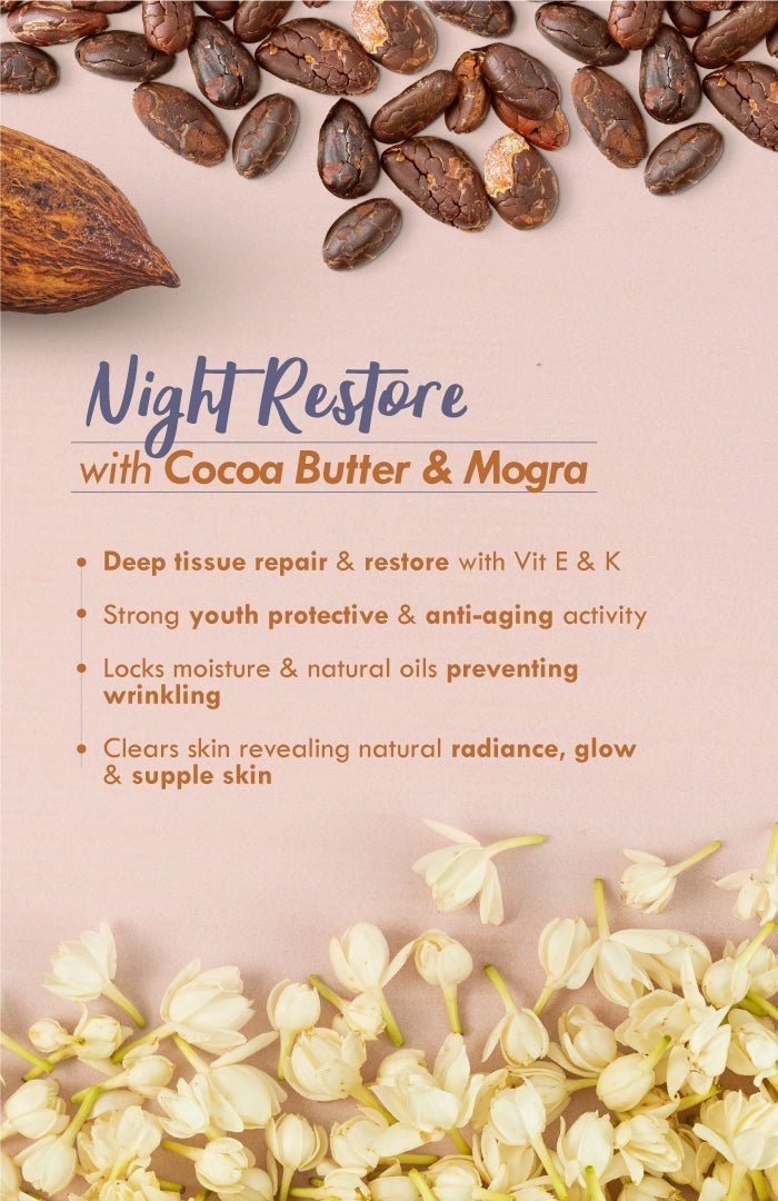 <strong>Overnight Malai - Deep Night Restore - 30g</strong><br><i>Cocoa Mogra Vit E,K Regen</i>