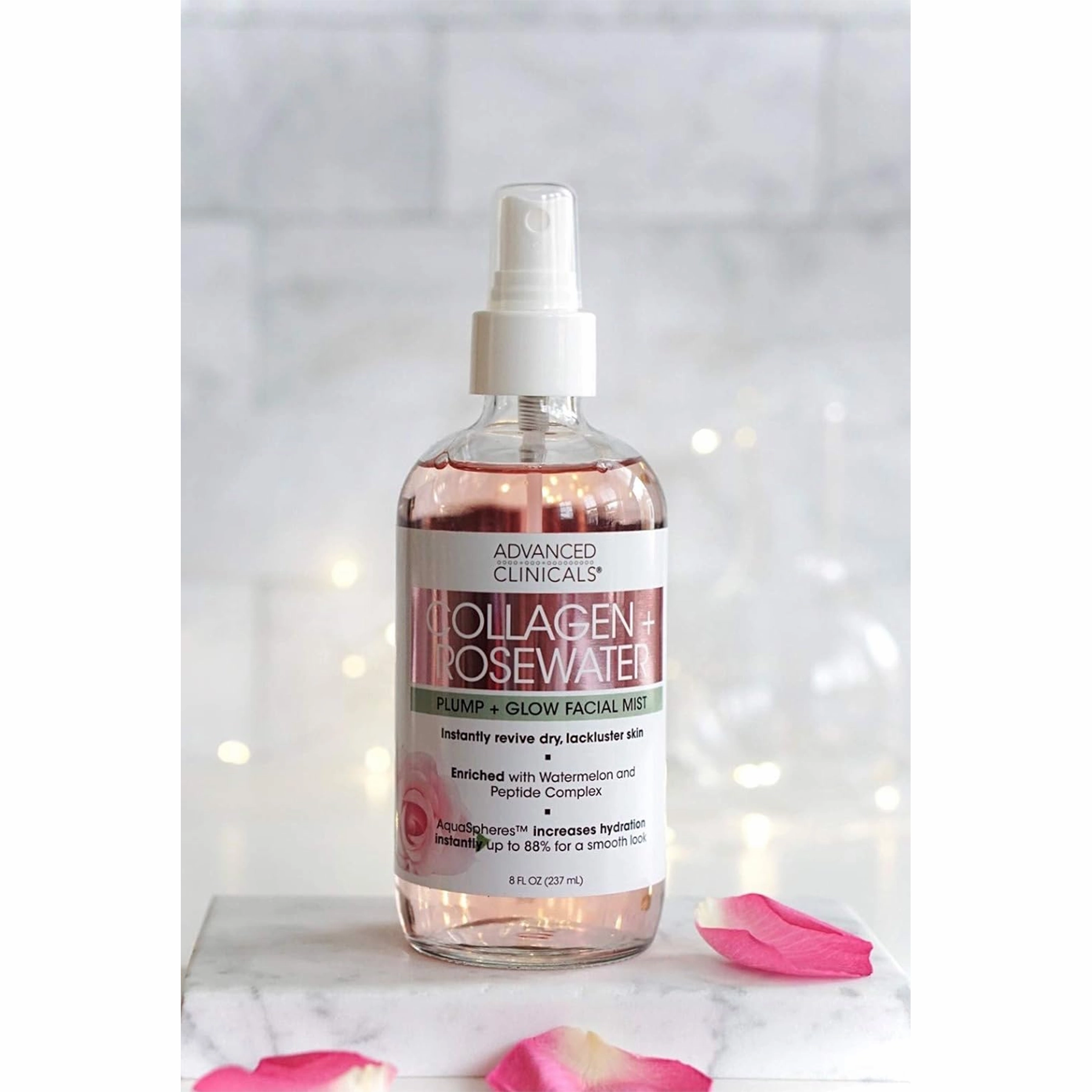 Advanced Clinicals Collagen   Rosewater Plump Glow Facial Mist - 237ml