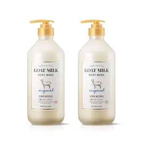 AEKYUNG Premium Goat Milk Body Wash Original For Smooth Sensitive Skin, Non-Irritation Mostiurizing PH Balancing Body Cleanser With Herb Pure Complex, 27 Fl Oz, Pack Of 2