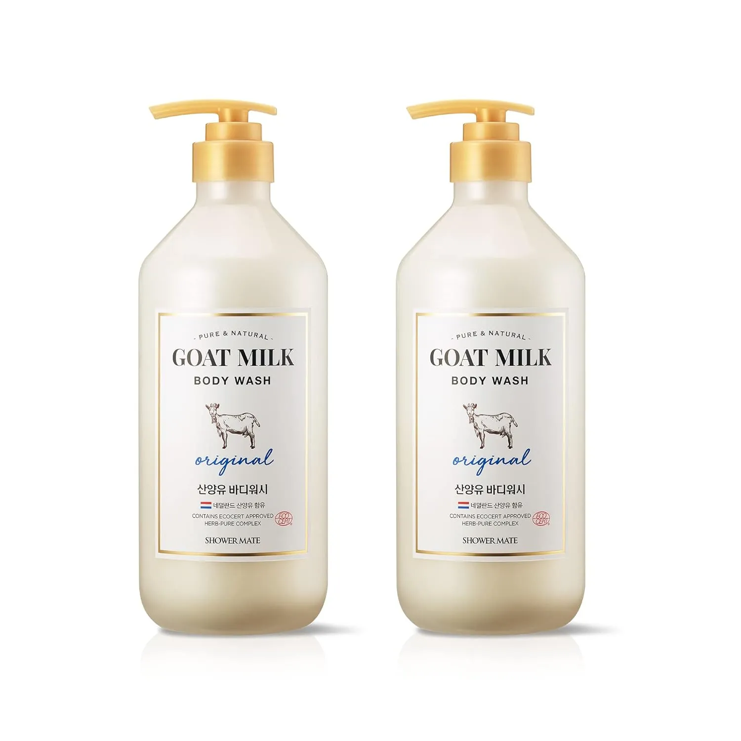 AEKYUNG Premium Goat Milk Body Wash Original For Smooth Sensitive Skin, Non-Irritation Mostiurizing PH Balancing Body Cleanser With Herb Pure Complex, 27 Fl Oz, Pack Of 2
