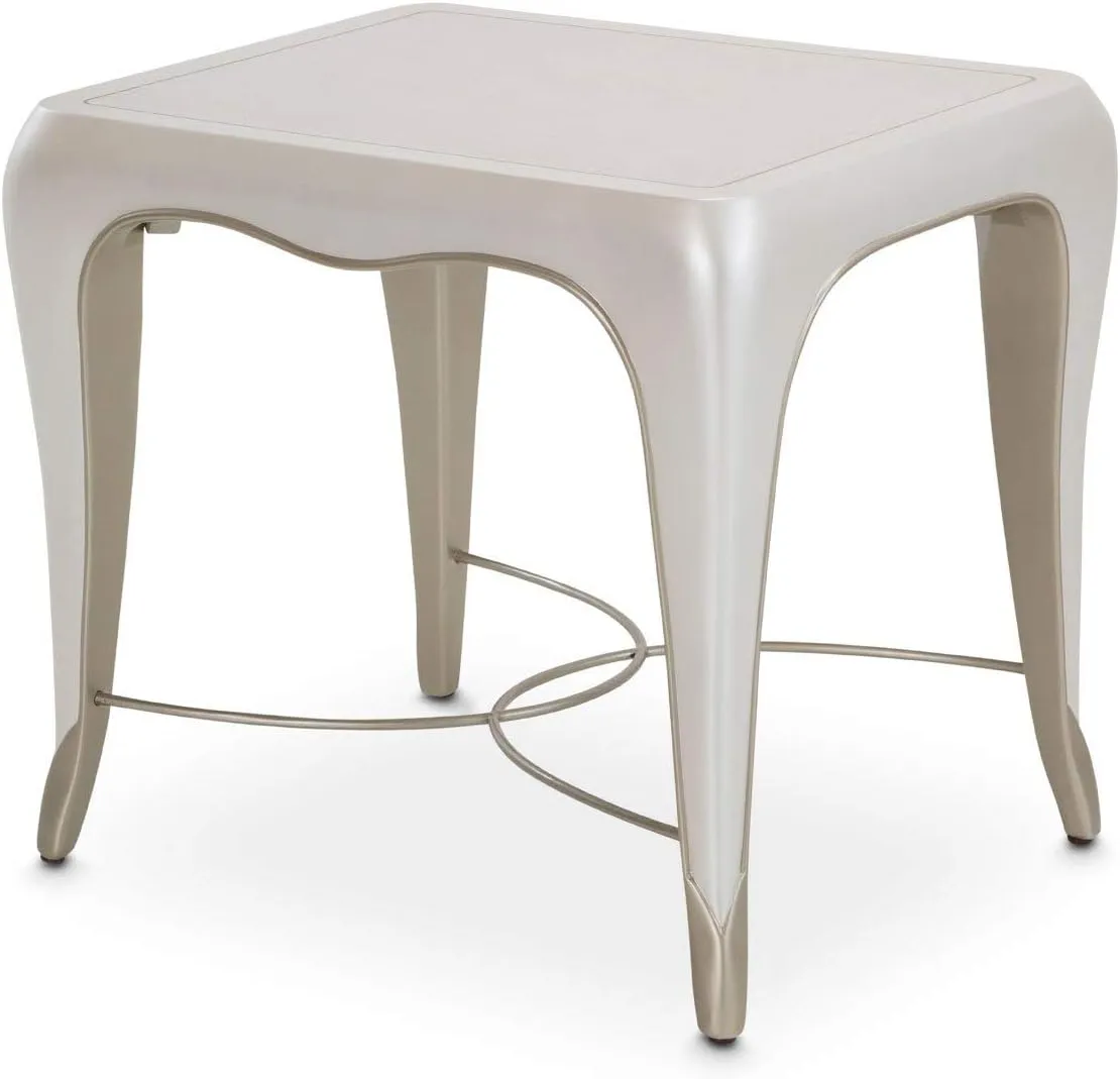 Aico Amini London Place Rectangular End Table in Creamy Pearl