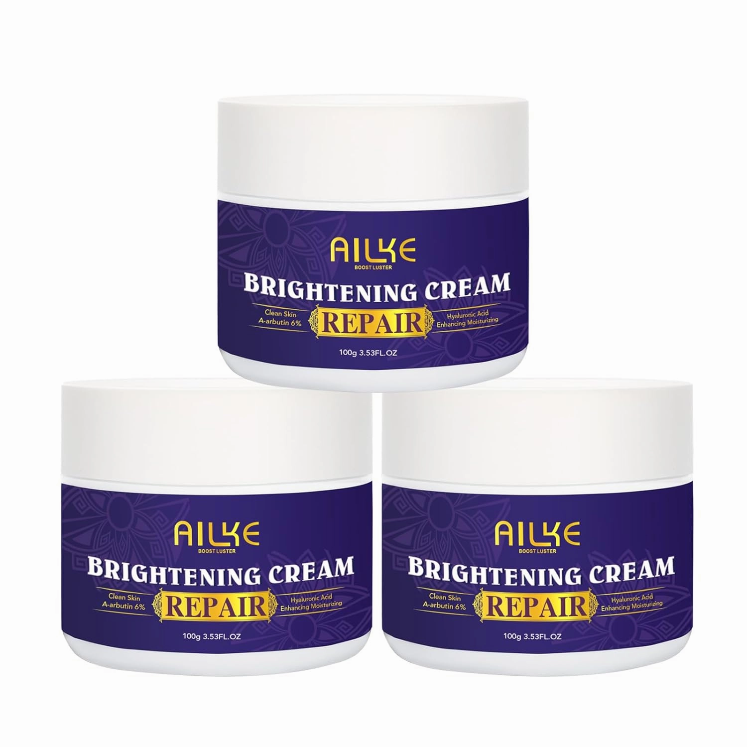 AILKE Glutathione Plus Day & Night Face Cream, Brightening, Moisturizing, Deeply Cleaning, Remove Stains Facial Cream, For All Skin Types, 3.53 oz (Pack of 3)