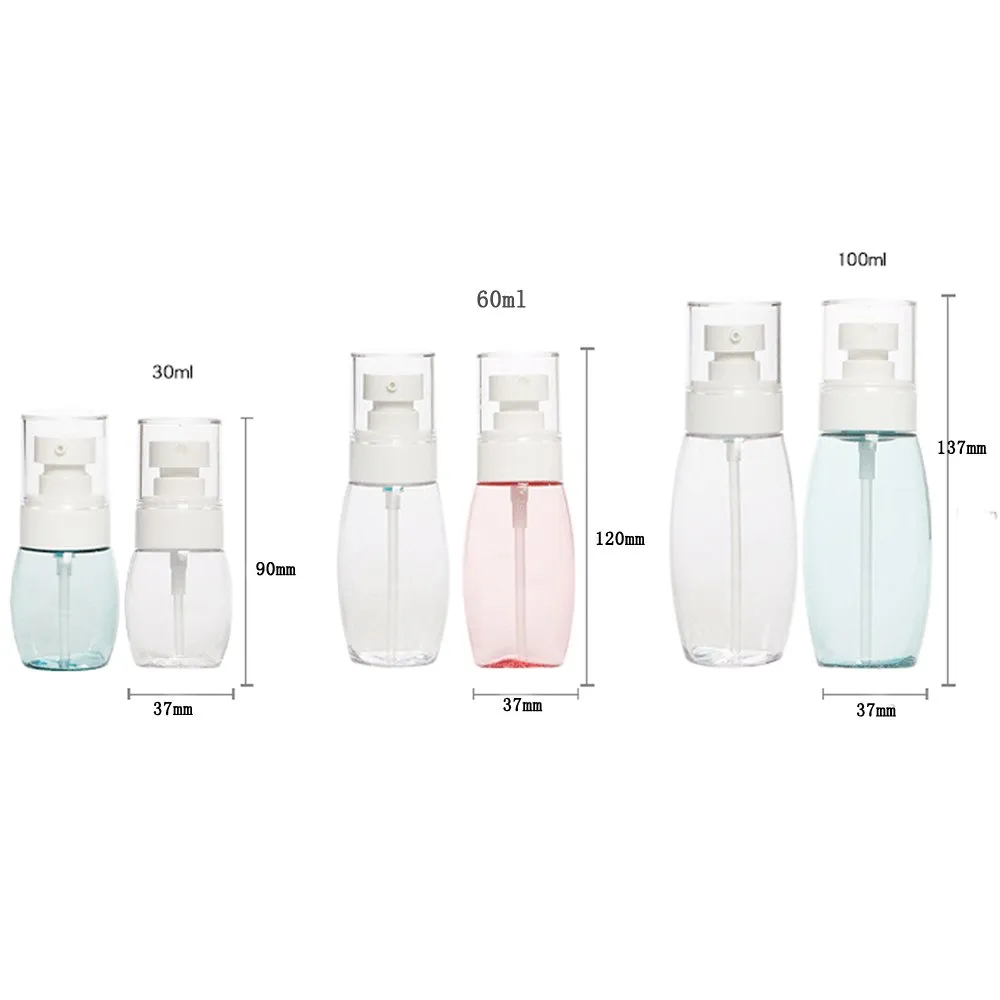Airless Fine Mist Spray Bottles Refillable Travel Containers Water Mister Clear Plastic Atomizer for Cosmetic Makeup Skincare water (30ml, pink blue  transparent)