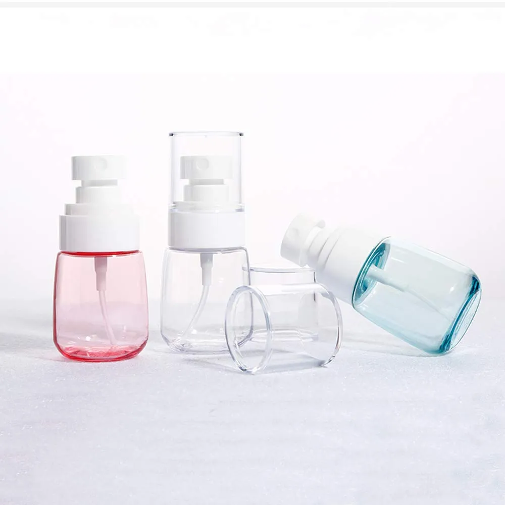 Airless Fine Mist Spray Bottles Refillable Travel Containers Water Mister Clear Plastic Atomizer for Cosmetic Makeup Skincare water (30ml, pink blue  transparent)