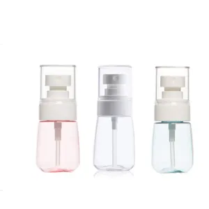 Airless Fine Mist Spray Bottles Refillable Travel Containers Water Mister Clear Plastic Atomizer for Cosmetic Makeup Skincare water (30ml, pink blue  transparent)