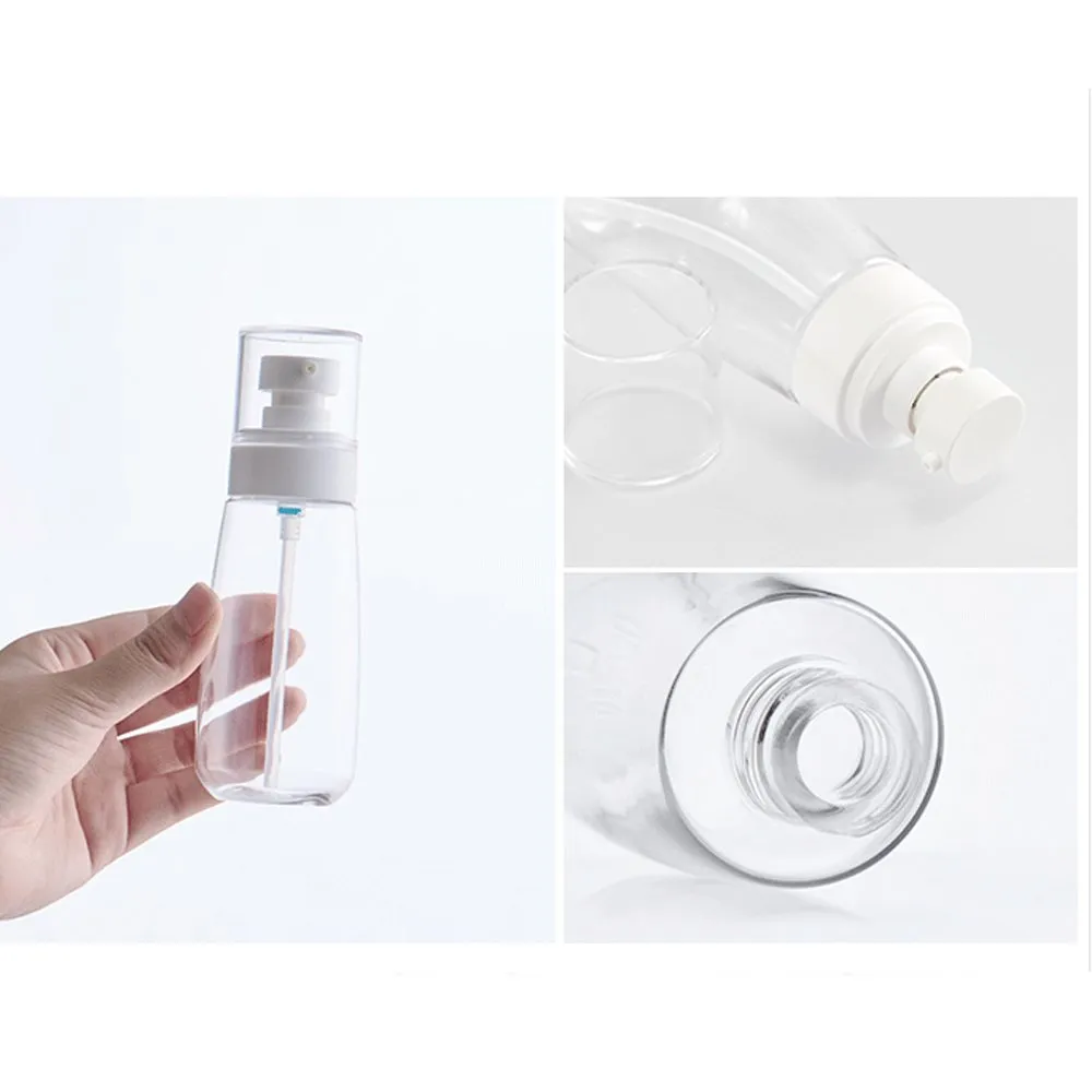 Airless Fine Mist Spray Bottles Refillable Travel Containers Water Mister Clear Plastic Atomizer for Cosmetic Makeup Skincare water (30ml, pink blue  transparent)