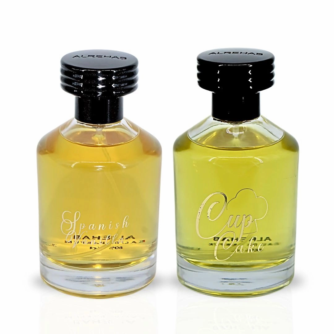 Al-Rehab Spanish Vanilla & Cupcake Eau de Parfum Sprays 100ML (3.4 OZ) | A Duo of Warm Vanilla Delights — Creamy, Cozy & Irresistibly Sweet. (Bundle)