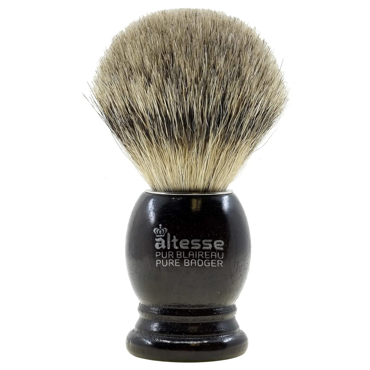 Altesse 75108 European Grey Badger Shaving Brush for Shave Cream, Shaving Soap, Shaving Cream Foam and Lather for Wet Shave With Shaving Razor, Safety Razor, and Straight Razor. Made in France