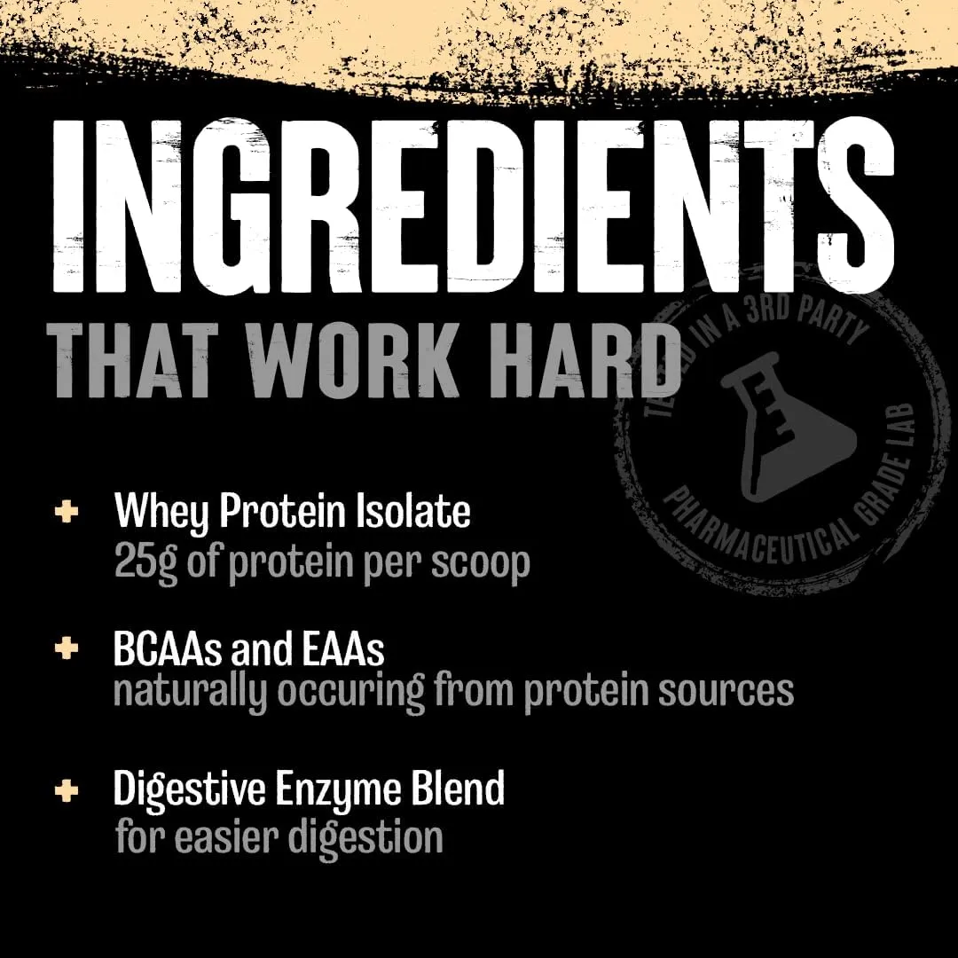 Animal Whey Isolate Protein Powder - Loaded for Pre & Post Workout Muscle Builder and Recovery with Digestive Enzymes for Men & Women - 25g Protein, Great Taste, Low Sugar - Cookies & Cream 10 lbs