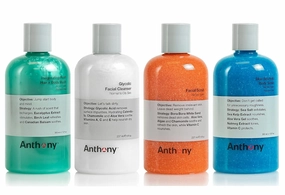Anthony Glycolic Facial Cleanser, Facial Scrub, Blue Sea Kelp Body Scrub, and Invigorating Rush Hair and Body Wash - 8 Fl Oz, 8 Fl Oz, 12 Fl Oz, 12 Fl Oz