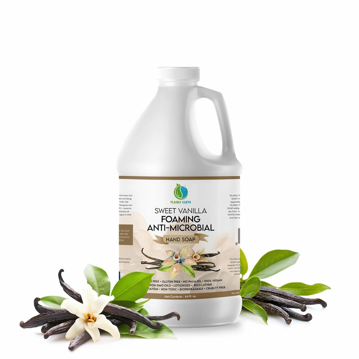 AntiMicrobial Hand Soap - Antibacterial Hand Soap Moisturizing - Liquid Hand Soap Refill Antibacterial - Moisturizing Hand Soap Antibacterial - Gentle Foaming Hand Soap - Sweet Vanilla, 64 oz