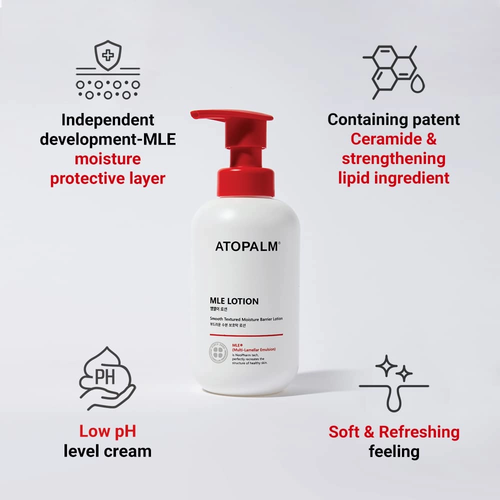 ATOPALM MLE Lotion 200ml 6.8 Fl Oz for Sensitive Skin, 48 Hours Long Hydration with Ceramide, Long-Lasting Moisturizing Baby Lotion, Strengthening Skin Barrier, Redness-Relief, Korean Skincare