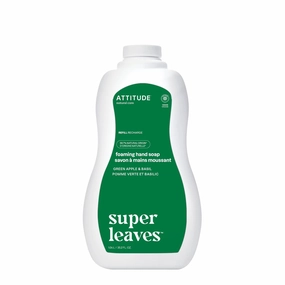 ATTITUDE Foaming Hand Soap, EWG Verified, Plant and Mineral-Based Ingredients, Vegan and Cruelty-free Personal Care Products, Green Apple & Basil, Bulk Refill, 35.2 Fl Oz