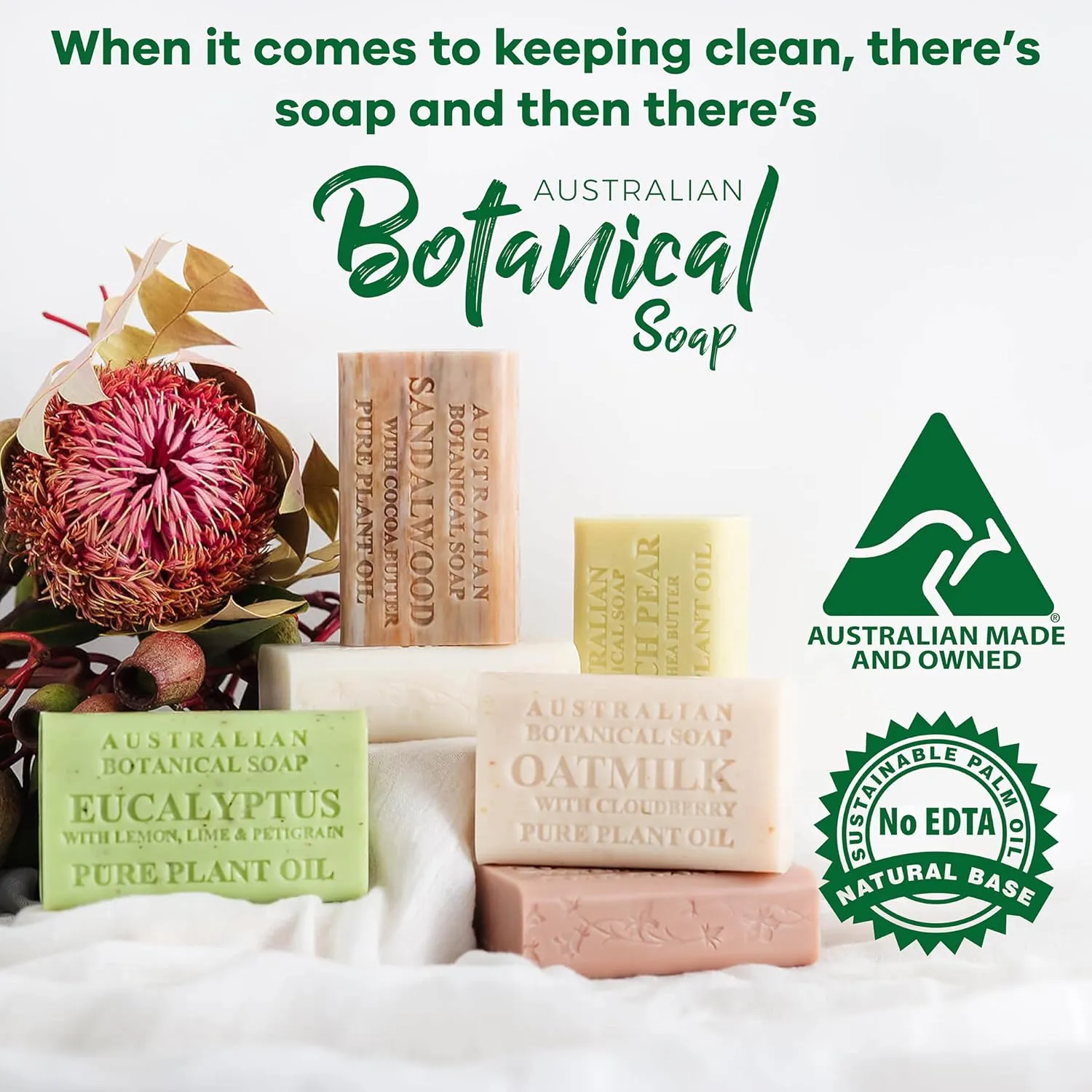Australian Botanical Soap Manuka Honey with Jojoba Oil 6.6 OZ Luxury Soap Bars Enriched with Shea Butter Suitable for Men, Women and All Skin Types, Pack of 4