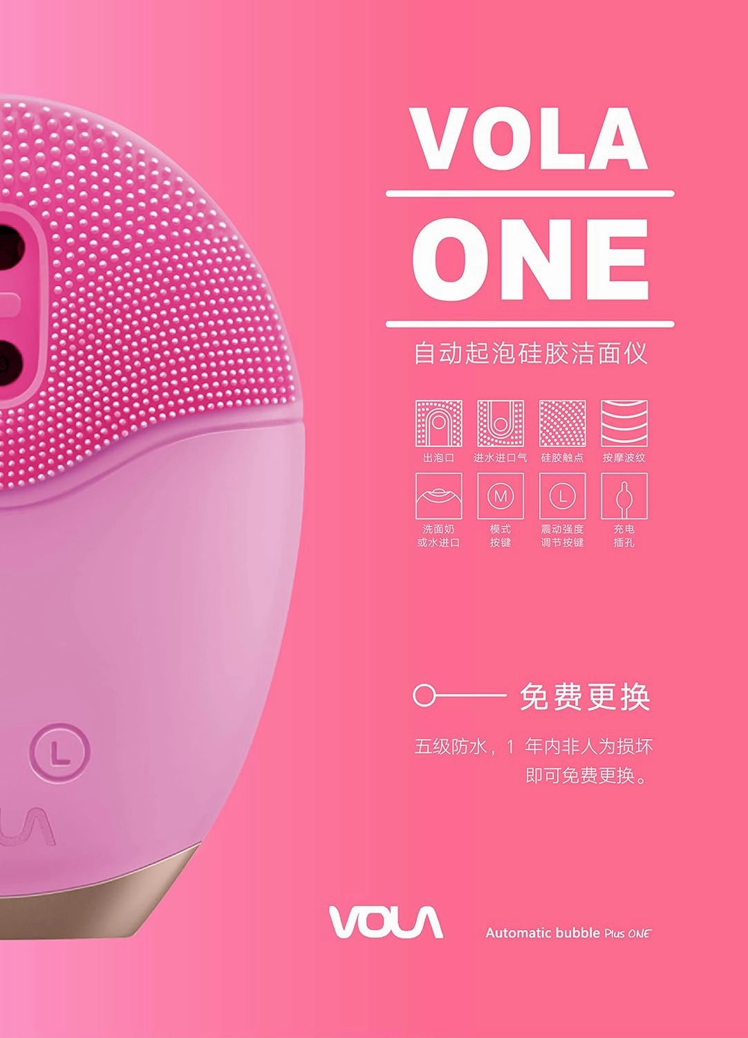 Automatic Foaming Face Skin Care Wash Cleansing Brush Device Facial Massage Cleaner (RED)