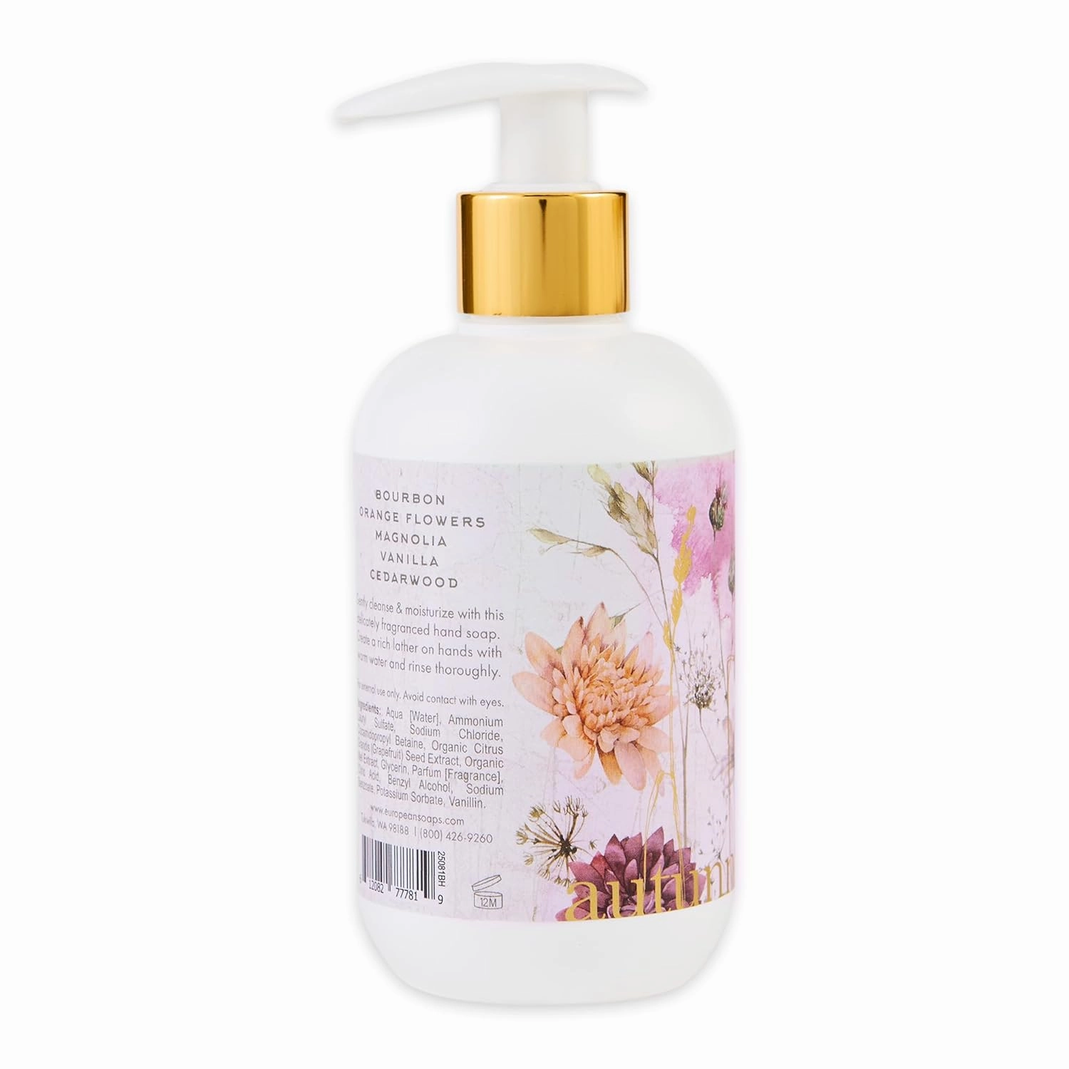 Autunno 8.4 Fl Oz Italian Liquid Hand Soap, Subtle Fragrance, Bourbon & Honey