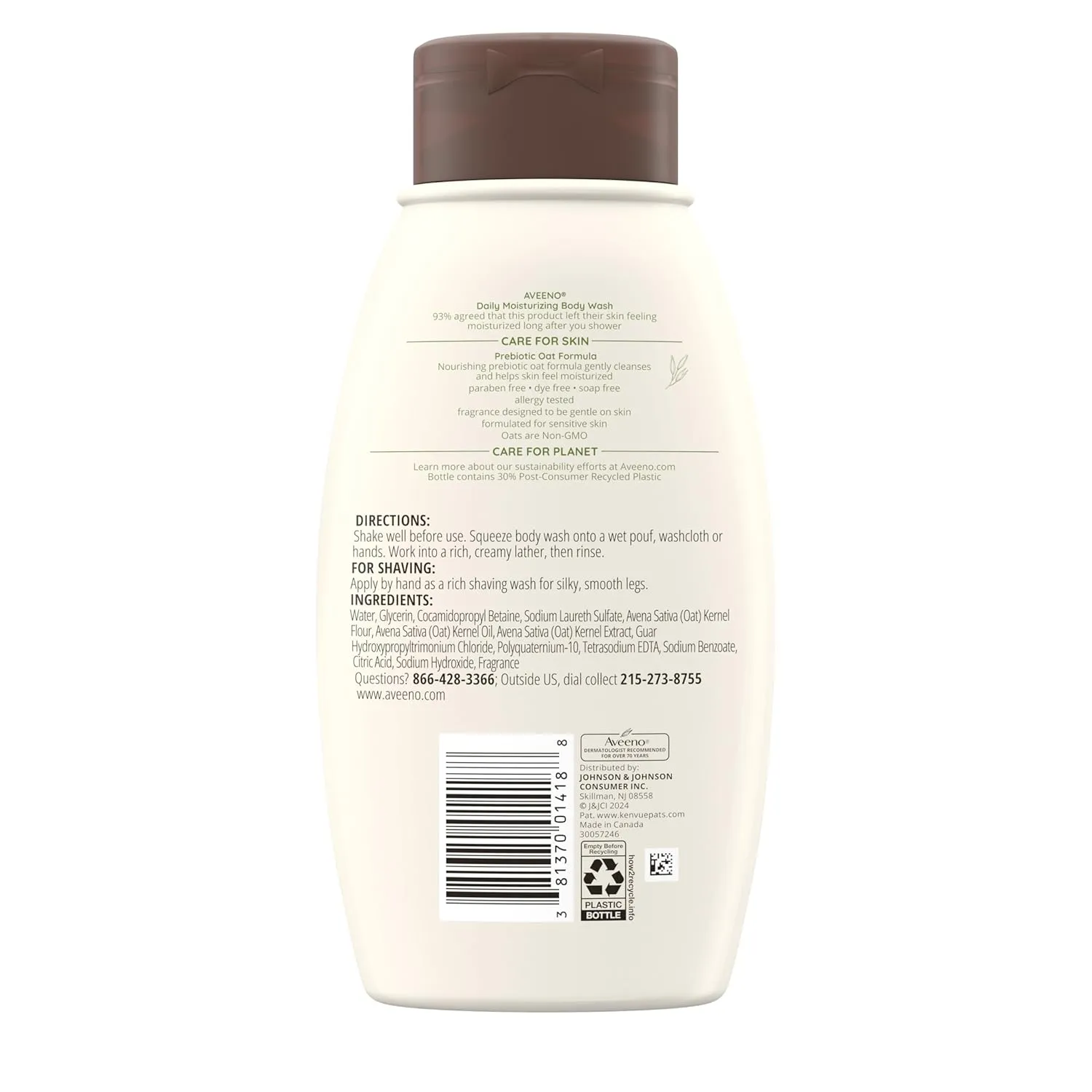Aveeno Daily Moisturizing Body Wash, 12 Fl. Oz, Pack of 3