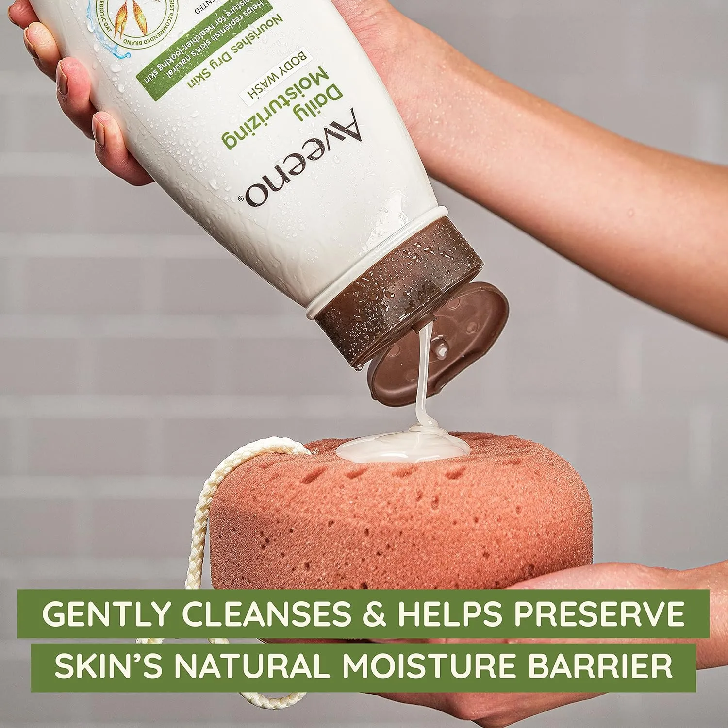 Aveeno Daily Moisturizing Body Wash for Dry & Sensitive Skin with Prebiotic Oat, Hydrating Body Wash Nourishes Dry Skin & Gently Cleanses, Light Fragrance, Sulfate-Free, 33 fl. oz