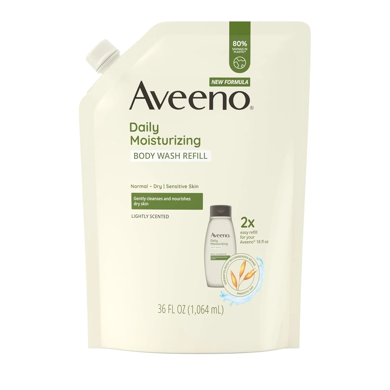 Aveeno Daily Moisturizing Body Wash, Soothing Oat, Refill, 36 Fl. Oz