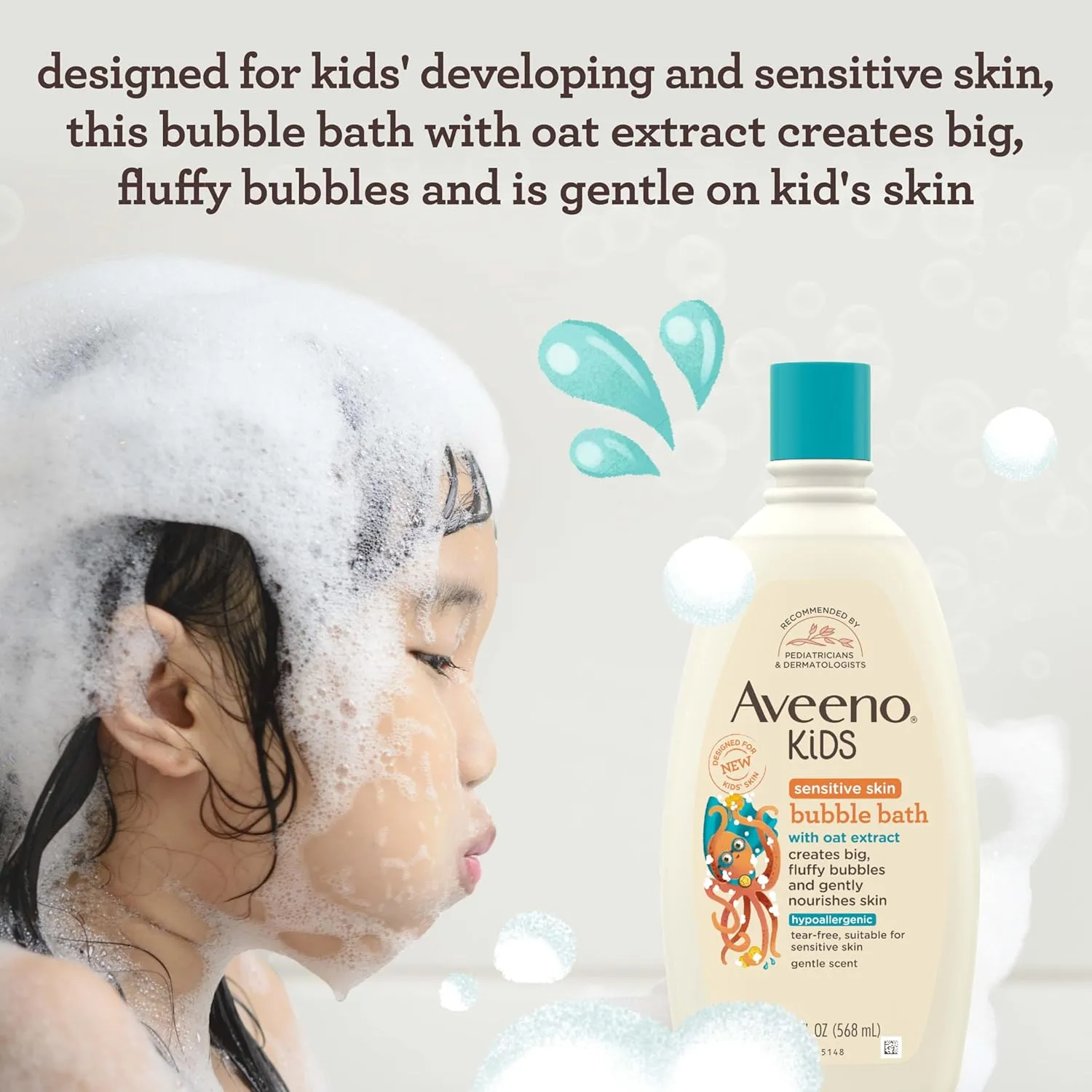 Aveeno Kids Bubble Bath Sensitive Skin 19.2 Ounce