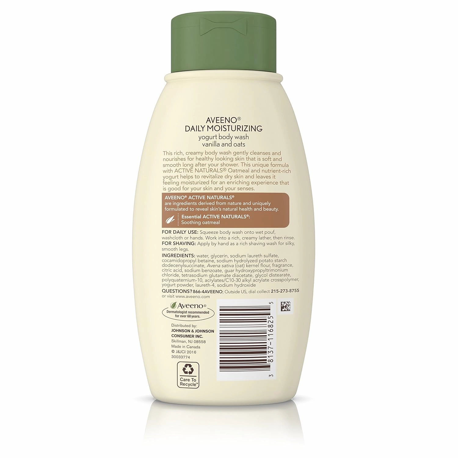 Aveeno Daily Moisturizing Yogurt Body Wash for Dry Skin with Soothing Oat & Vanilla Scent, Gentle Body Cleanser, 12 fl. oz (Pack of 3)