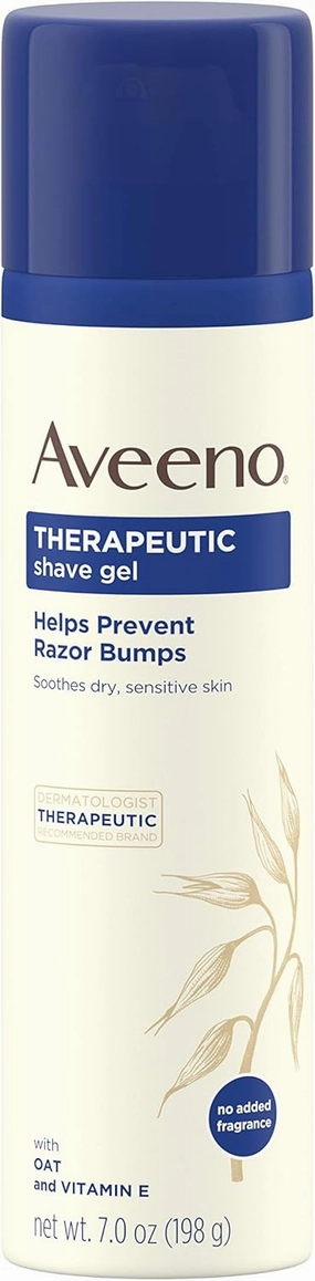 Aveeno Therapeutic Shave Gel with Oat and Vitamin E to Help Prevent Razor Bumps and Soothe Dry and Sensitive Skin, No Added Fragrances and Non-Comedogenic, 7 oz (Pack of 6)