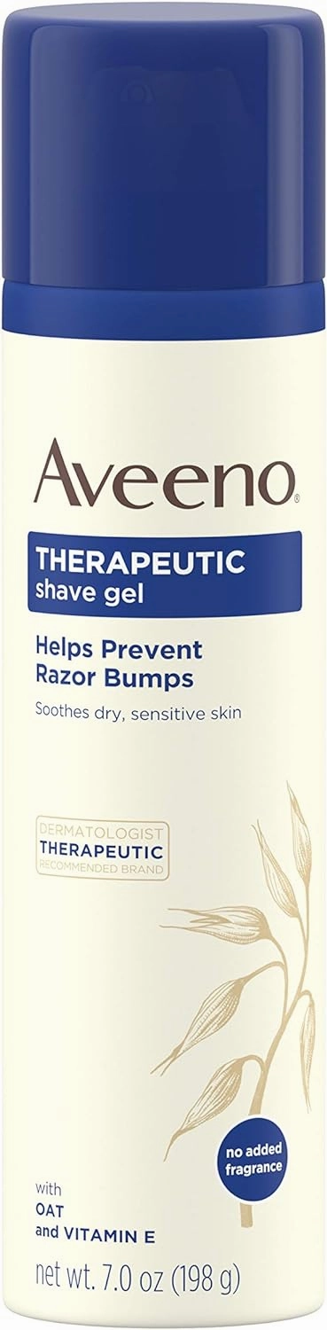 Aveeno Therapeutic Shave Gel with Oat and Vitamin E to Help Prevent Razor Bumps and Soothe Dry and Sensitive Skin, No Added Fragrances and Non-Comedogenic, 7 oz (Pack of 6)