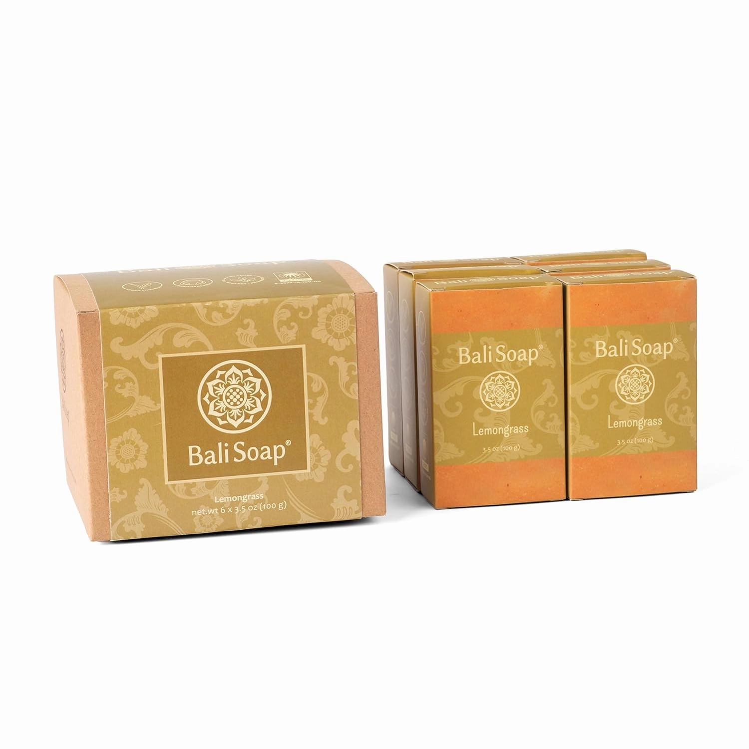 Bali Soap - Lemongrass Natural Soap Bar for Men & Women - Vegan, Handmade, Exfoliating - 6 Pack, 3.5 Oz each