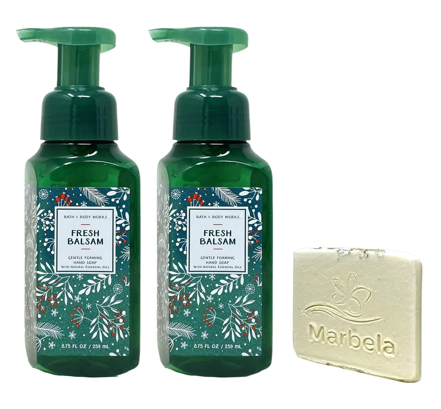 Bath & Body Works Fresh Balsam 2 Pack Gentle Foaming Hand Soap Bundle with a Natural Oats Sample Soap