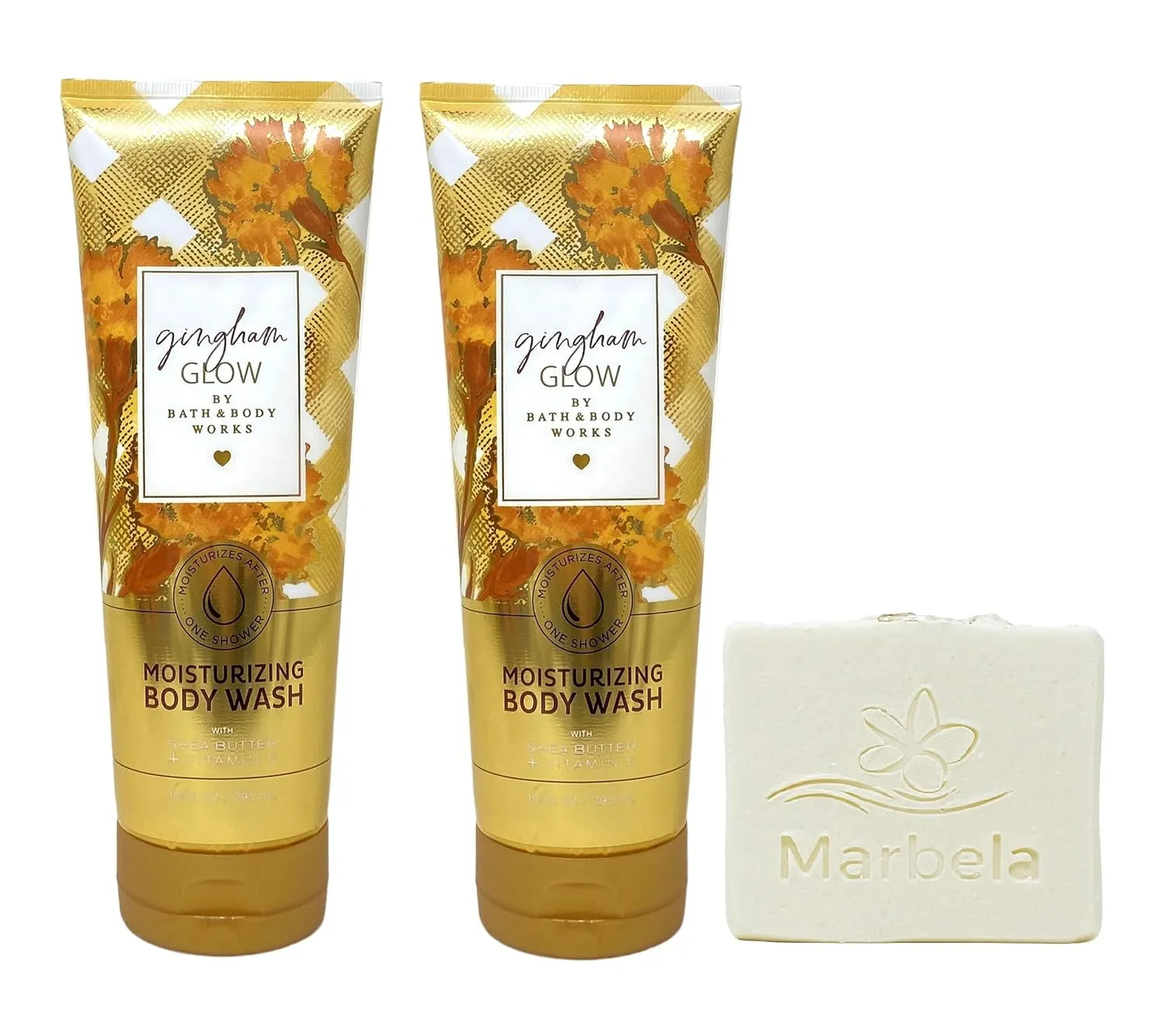 Bath & Body Works Gingham Glow 2 Pack Moisturizing Body Washes with a Natural Oats Bar Soap - Full Size
