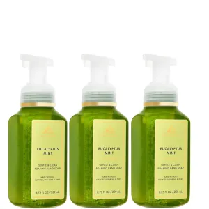 Bath and Body FRESH AND BRIGHT Hand Soaps - Set of 3 Gentle Foaming/Gel Soaps (Eucalyptus Mint)