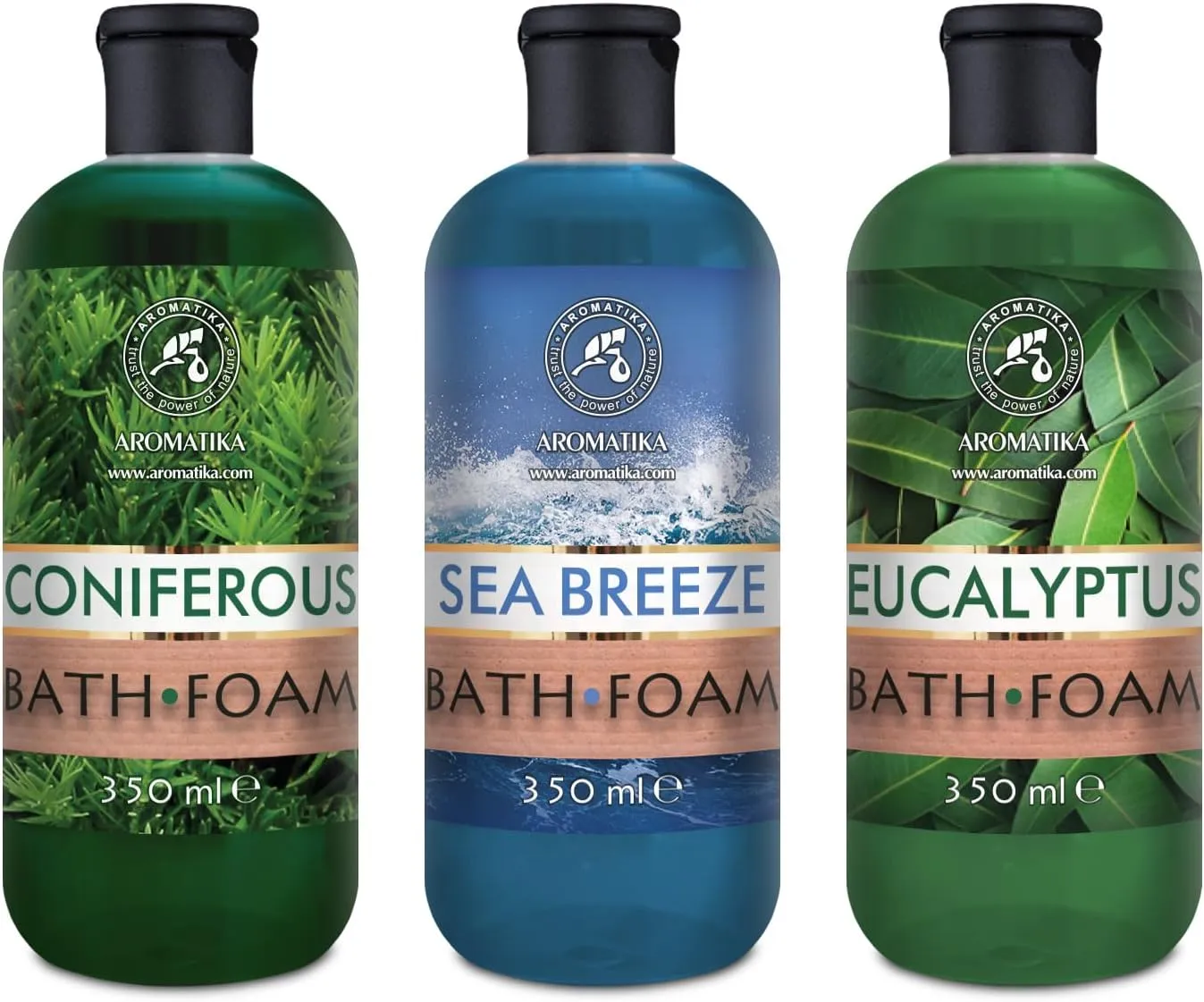 Bath Foam Set Coniferous & Sea Breeze & Eucalyptus 3x12Fl Oz - Body Care - Beauty - Bathing - Body Care - Wellness - Relax - Aromatherapy - Spa - Fresh Aroma - Bubble Baths