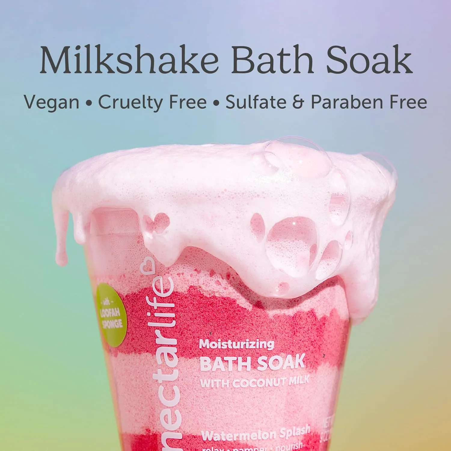 Bath Soak, Salt Bath, Bubble Bath, Natural Detox Foaming Body Soak, Foot Soak, Vegan Body Skin Care, 9 oz. (Watermelon)