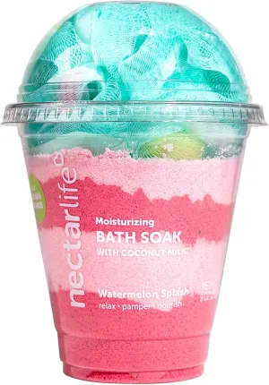 Bath Soak, Salt Bath, Bubble Bath, Natural Detox Foaming Body Soak, Foot Soak, Vegan Body Skin Care, 9 oz. (Watermelon)