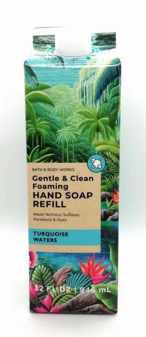 Bath   Body Works  Refill Gentle & Clean Foaming Hand Soap, 32 fl. oz-3.6x a Normal Bottle (Turquoise Waters)