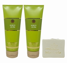 Bath & Body Works Guilty As Fig 2 Pack Ultimate Hydration Body Cream Bundle with a Natural Oats Bar Soap - Full Size