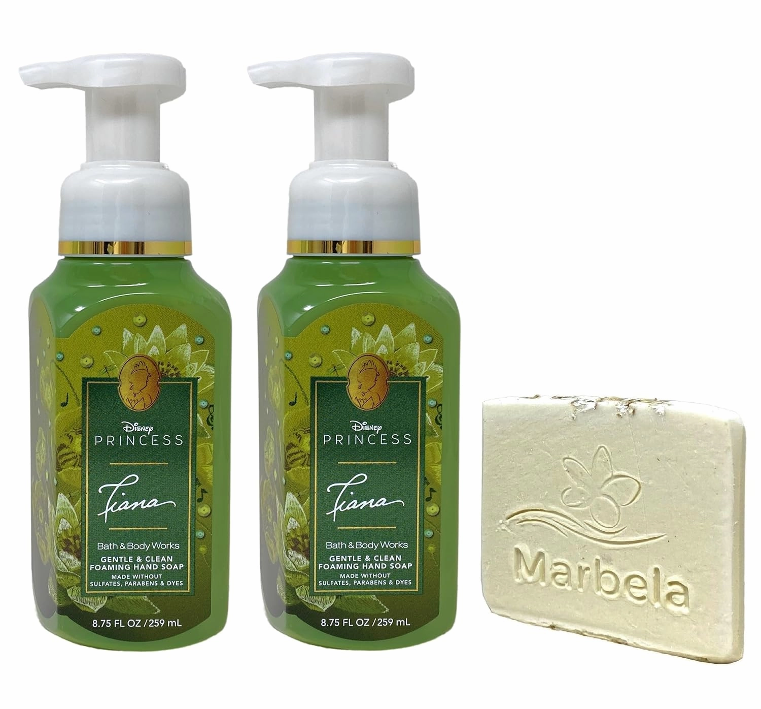 Bath & Body Works Limited Edition Princess Collection Tiana 2 Pack Gentle & Clean Foaming Hand Soap Bundle with a Natural Oats Sample Soap