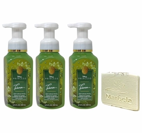 Bath & Body Works Limited Edition Princess Collection Tiana 3 Pack Gentle & Clean Foaming Hand Soap Bundle with a Natural Oats Sample Soap
