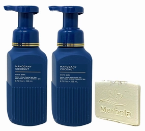 Bath & Body Works Mahogany Coconut 2 Pack Gentle & Clean Foaming Hand Soap Bundle with a Natural Oats Sample Soap
