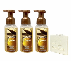 Bath & Body Works Sunshine & Lemons 3 Pack Gentle Foaming Hand Soap Bundle with a Natural Oats Sample Soap