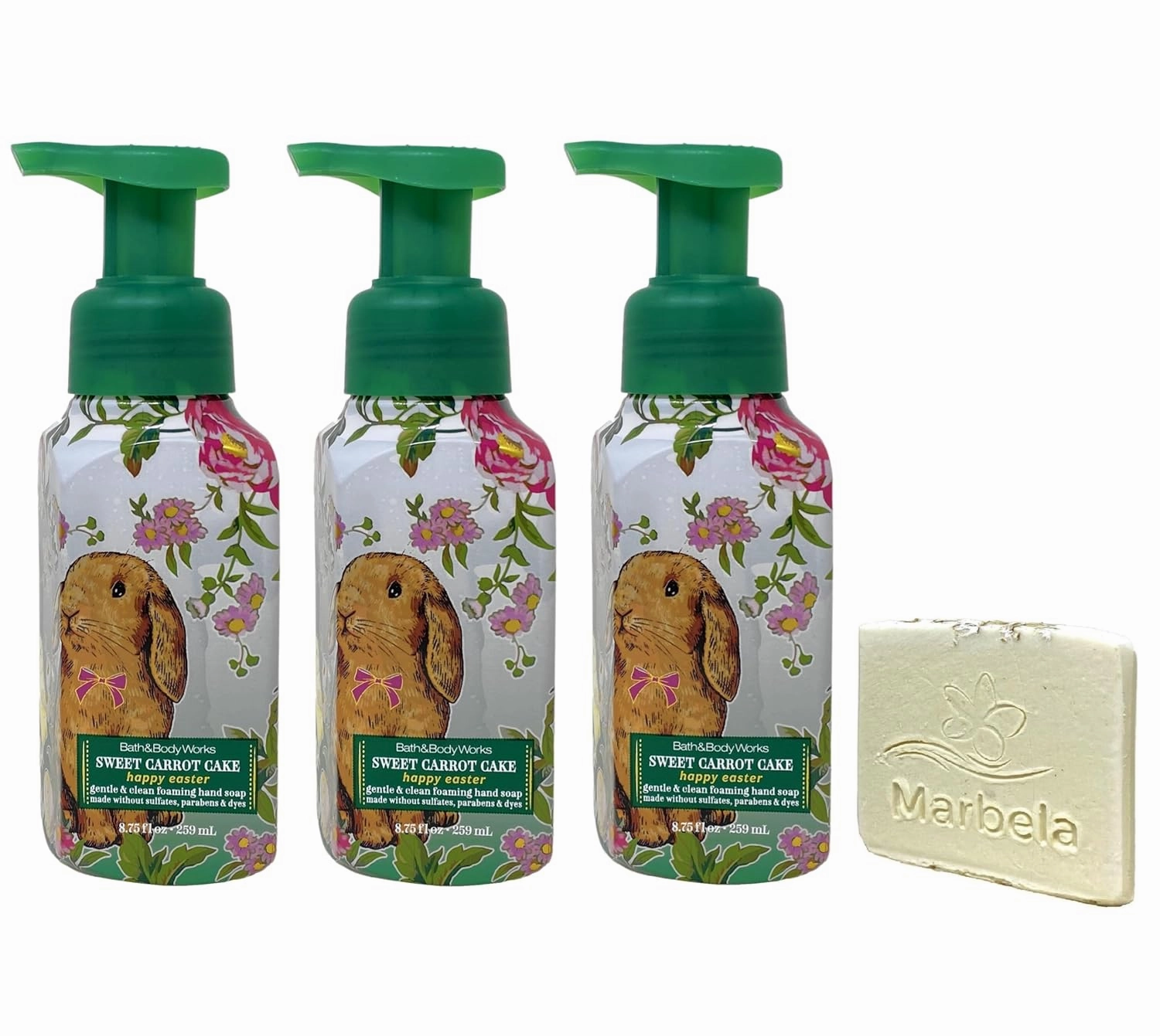 Bath & Body Works Sweet Carrot Cake 3 Pack Gentle & Clean Foaming Hand Soap Bundle with a Natural Oats Sample Soap